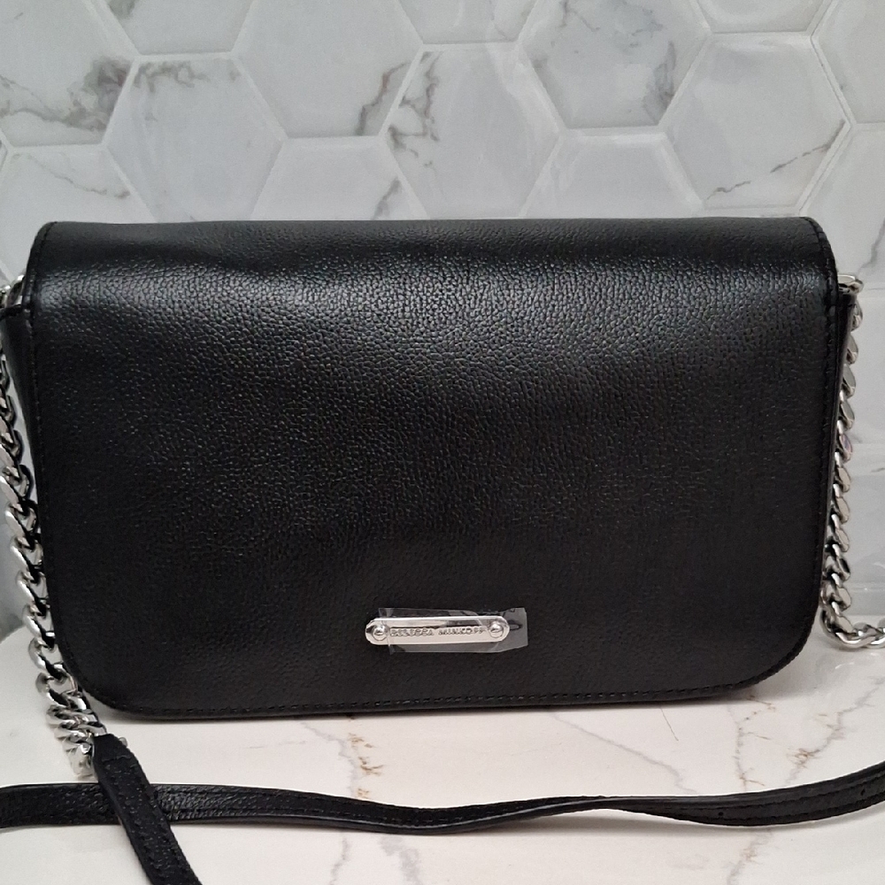 Rebecca Minkoff Black Crossbody Bag with Silver Chain - Picture 4 of 14